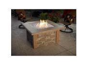 Outdoor Greatroom Company SIERRA 2424 M K Sierra Firepit Table with Ledgestone and Supercast Top in MOCHA Finish and CF2424 24 in. x 24 in. Square Crystal Fi