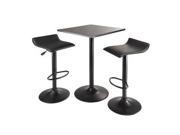 Winsome Trading 20325 Obsidian 3pc Table Set Square Table Counter Height with 2 Airlift Stools all Black