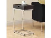 Monarch Specialties I 3019 Cappuccino Chrome Metal Accent Table With A Drawer