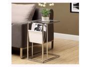 Monarch Specialties I 3034 White Chrome Metal Accent Table With A Magazine Holder