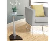 Monarch Specialties I 3047 Black Silver Accent Table With Tempered Glass