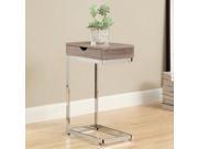 Monarch Specialties I 3254 Dark Taupe Reclaimed Look Chrome Metal Accent Table
