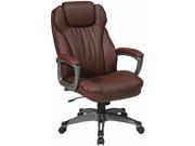 Office Star ECH85807 EC6 Executive Eco Leather Chair with Padded Arms Titanium Coated Base and Built in Adjustable Headrest. Titanium Frame with Wine Eco Leath
