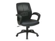 Office Star EM59722 EC3 Screen Back Over Designer Contour Shell Chair with Black Eco Leather Seat and Black Eco Leather Padded Arms Black Eco Leather