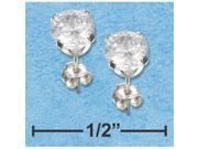 Sterling Silver 4mm Round Cz Post Earrings