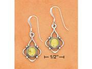 Sterling Silver 5mm Rnd Peridot with Fancy Open Scrolled Border French Wire Earrings