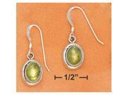 Sterling Silver 5X7mm Oval Peridot with Simple Border French Wire Earrings