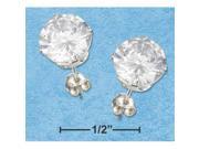 Sterling Silver 8mm Round Cubic Zirconia Post Earrings