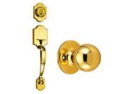 Design House 753640 Sussex 2 Way Latch Entry Door Handle Set with Knob Handle and Keyway Adjustable Backset Polished Brass Finish