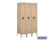 Salsbury 61355TN A Standard Metal Locker Single Tier 3 Wide 5 Feet High 15 Inches Deep Tan Assembled