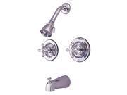 Kingston Brass KB661AX Twin Handle Tub Shower Faucet Pressure Balance With Volume Control Polished Chrome