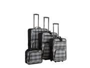 Fox Luggage F105 BLACKCROSS 4 piece Black Plaid Luggage Set