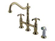 Kingston Brass KS1272TX Double Handle 8 in. Centerset Kitchen Faucet with White Sprayer