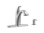 Design House 522847 Bellevue Kitchen Faucet with Soap Dispenser and Pullout Sprayer Satin Nickel Finish