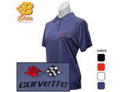 Brickels Racing Collectibles C3 Corvette Embroidered Ladies Performance Polo Shirt Black Small BDC3EPL113