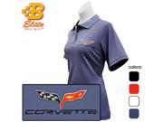 Brickels Racing Collectibles C6 Corvette Embroidered Ladies Performance Polo Shirt Black X Large BDC6EPL106