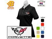 Brickels Racing Collectibles C5 Corvette Embroidered Ladies Cutter Buck Ace Polo Hampstead Blue Large BDC5EPL830