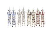 Bulk Buys Crown Chandelier Earrings 4 Assorted Colors Pack of 3