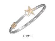Plum Island Silver P 011083 Sterling Silver 4mm Hook Closure Bangle with Textured Gold Plated Starfish and Rope