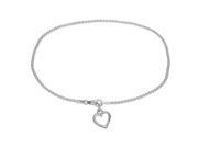 Plum Island Silver P 013741 Sterling Silver Beaded Chain Anklet with Heart Outline Charm