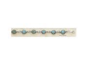Sterling Silver 7 Inch Round Turquoise Link Bracelet with Roped Border