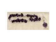 Sterling Silver 7 Inch Amethyst Chips with Bali Spacers Ameth Heart Dangle Toggle Brac