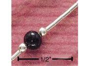 Sterling Silver 9 Inch Liquid Silver Onyx Bead Anklet