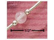 Sterling Silver 9 Inch Liquid Silver Rose Quartz Bead Anklet