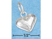 Sterling Silver Etched Small Puffed Heart Charm