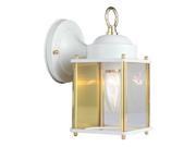 Design House 502666 Coach Outdoor Downlight 4.5 x 8 in. White and Polished Brass Finish