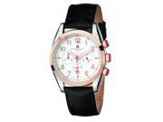 Charles Hubert Paris 3895 RG Mens Rose Gold Plated Bezel Stainless Steel White Dial Chronograph Watch