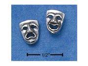 Sterling Silver Mini One Side Comedy and One Side Tragedy Earrings On Posts