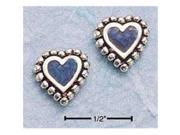 Sterling Silver Mini Turquoise Heart Earrings with Beaded Edge On Posts