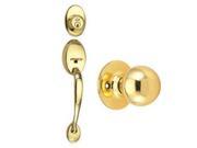 Design House 780940 Coventry 2 Way Latch Entry Door Handle Set with Knob Handle and Keyway Adjustable Backset Polished Brass Finish