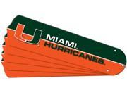 Ceiling Fan Designers 7990 MIA New NCAA MIAMI HURRICANES 52 in. Ceiling Fan Blade Set