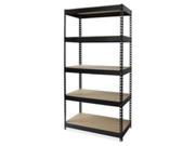 Lorell LLR61621 Riveted Steel Shelving 36 in. x 18 in. x 72 in. Black