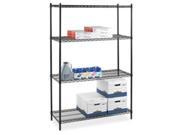 Lorell LLR69142 Add On Unit f Wire Shelving 4 Shelves 2 Posts 36in.x24in.x72in. BK
