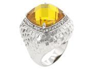 Kate Bissett R08056R C61 05 Genuine Rhodium Plated Ring with Multi Faceted Yellow CZ and Round Cut Clear CZ in a Prong Setting in Silvertone Size 5