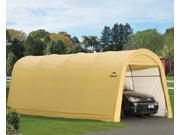 ShelterLogic 62684 10x20x8 ft. 3x6 1x2 4 m Round Style Auto Shelter 1 .38 in. 3 5 cm 5 Rib Frame Sandstone Cover