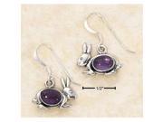 Sterling Silver Rabbit with Amethyst Cab French Wire Earrings