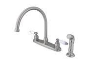 Kingston Brass KB728SP Double Handle Goose Neck Kitchen Faucet with Sprayer