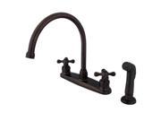 Kingston Brass KB725AXSP Double Handle Goose Neck Kitchen Faucet with Sprayer