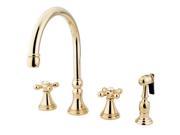 Kingston Brass KS2792AXBS 8 in. Deck Mount Kitchen Faucet with Brass Sprayer