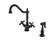Kingston Brass KS1235AXBS Double Handle Kitchen Faucet With Side Sprayer