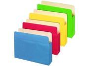 Globe Weis 1524E5 ASST Colored File Pockets Letter Size 3.5 in Expansion 5 per PK Assorted