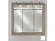 Afina Corporation TD LT4434RTRISA 44 in.x 34 in.Recessed Triple Door Cabinet with Traditional Lights Tribeca Satin Silver