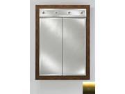 Afina Corporation DD LC2434RSATGD 24 in.x 34 in.Recessed Double Door Cabinet with Contemporary Lights Brushed Satin Gold