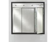Afina Corporation TD LC4434RSOHWT 44 in.x 34 in.Recessed Triple Door Cabinet with Contemporary Lights Soho Satin White