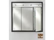 Afina Corporation TD LC4434RVALSV 44 in.x 34 in.Recessed Triple Door Cabinet with Contemporary Lights Valencia Silver