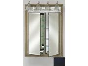 Afina Corporation DD LT2434RSOHBK 24 in.x 34 in.Recessed Double Door Cabinet with Traditional Lights Soho Brushed Black